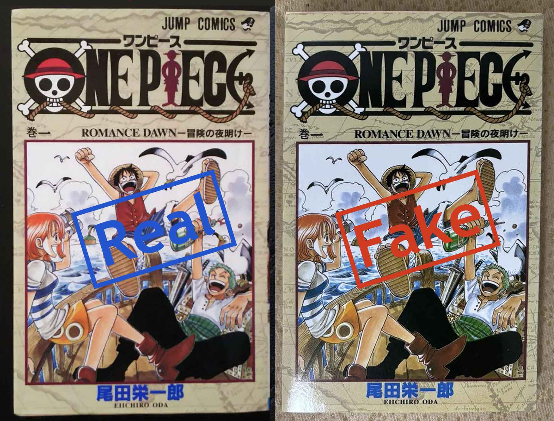 Fake 1st Print One Piece 01 Manga - How to detect counterfeit