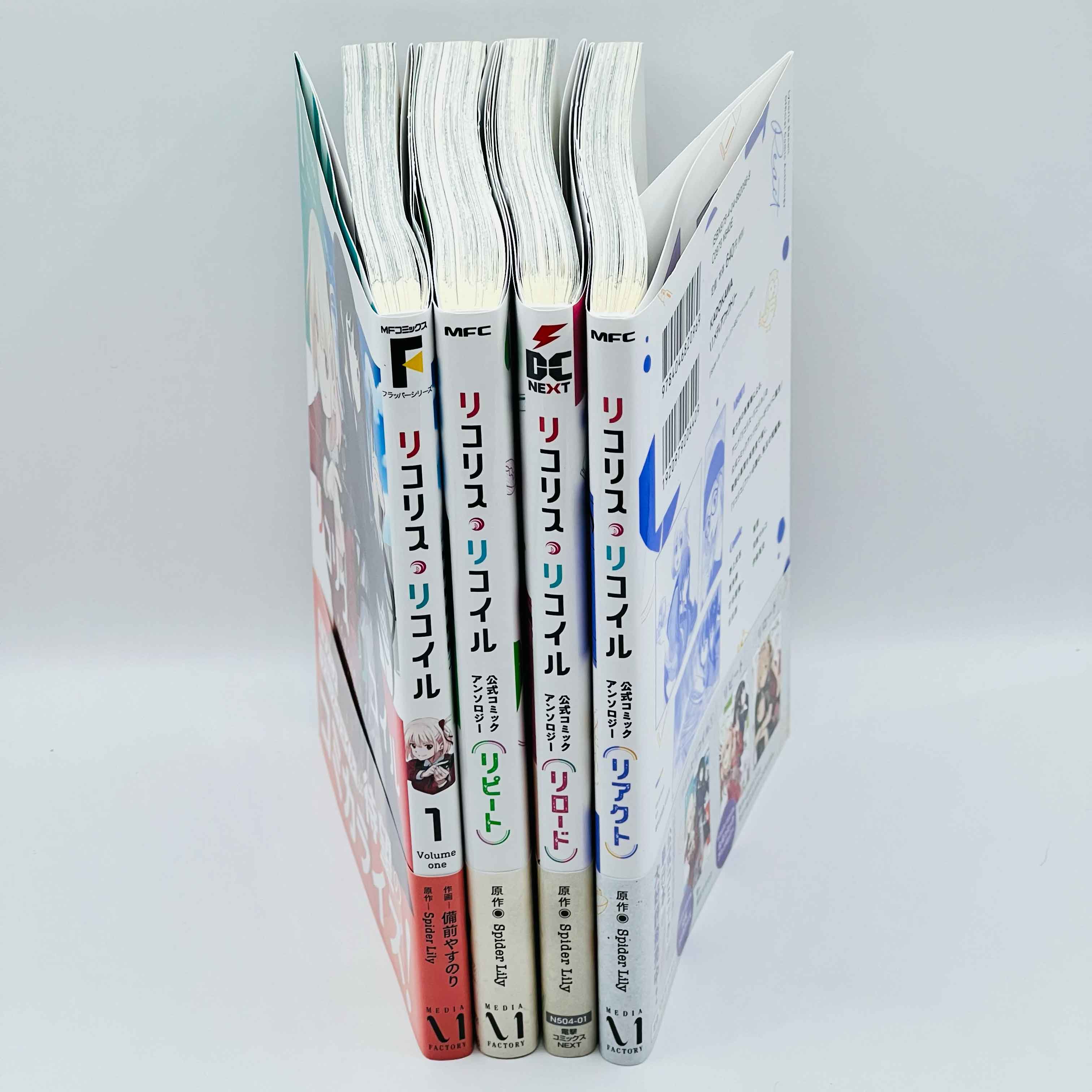 「Wish - Reserved」Lycoris Recoil + Repeat / Reload / ReAct - Volume 01 /w Obi - 1stPrint.net - 1st First Print Edition Manga Store - M-LYCORISRECOIL-LOT-001